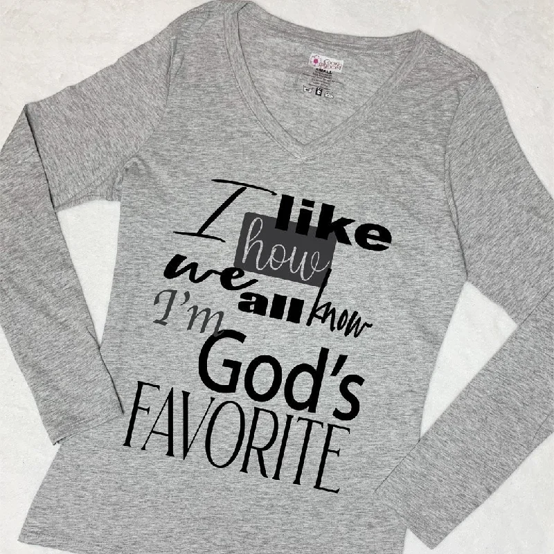 God's Favorite Long-sleeve T-Shirt Chenille Brocade Lace