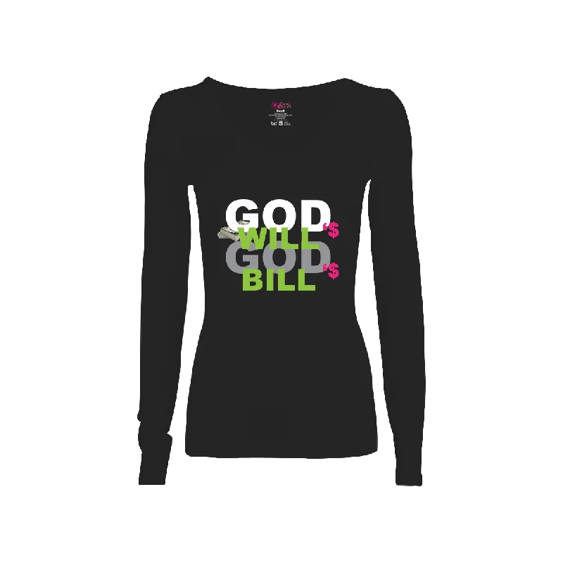God's Will God's Bill Long-Sleeve T-Shirt Anti-Pilling Machine Wash Handmade