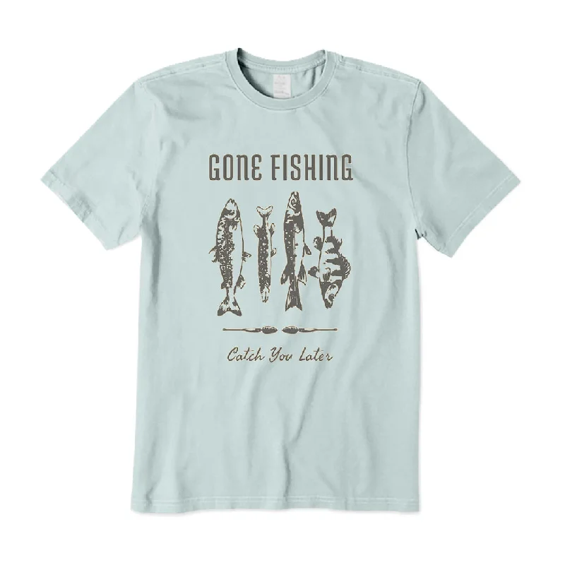 Gone Fishing Catch You Later T-Shirt Houndstooth Herringbone Solid