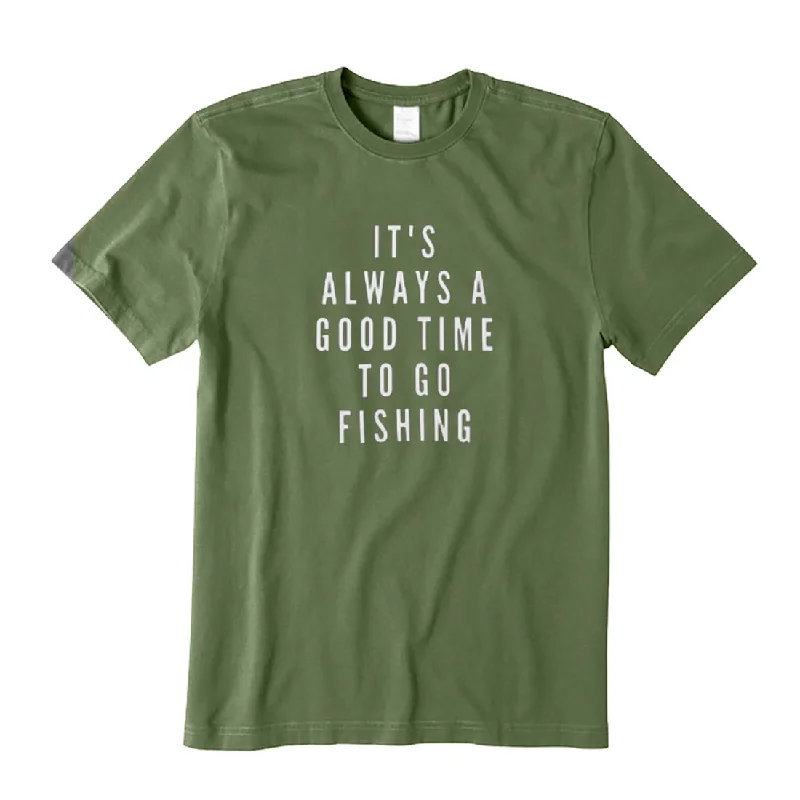 It's Always Good Time To Go Fishing T-Shirt Front Pockets Side Pockets Patch Pockets It's Always Good Time To Go Fishing T-Shirt Front Pockets Side Pockets Patch Pockets