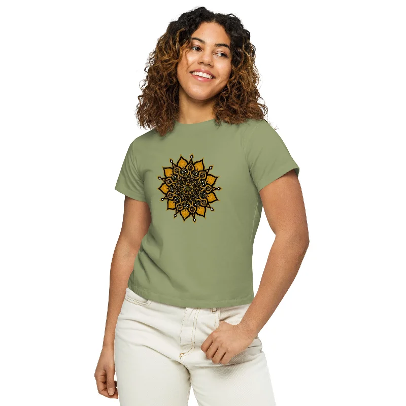 KHORSHID Women’s High-Waisted Tee Boxy Fit Fitted Loose