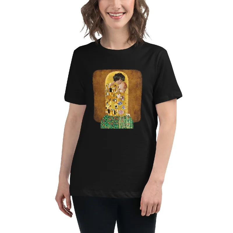 KISS RECOVERED Women's Relaxed T-Shirt Welt Pockets Slit Pockets Flap Pockets