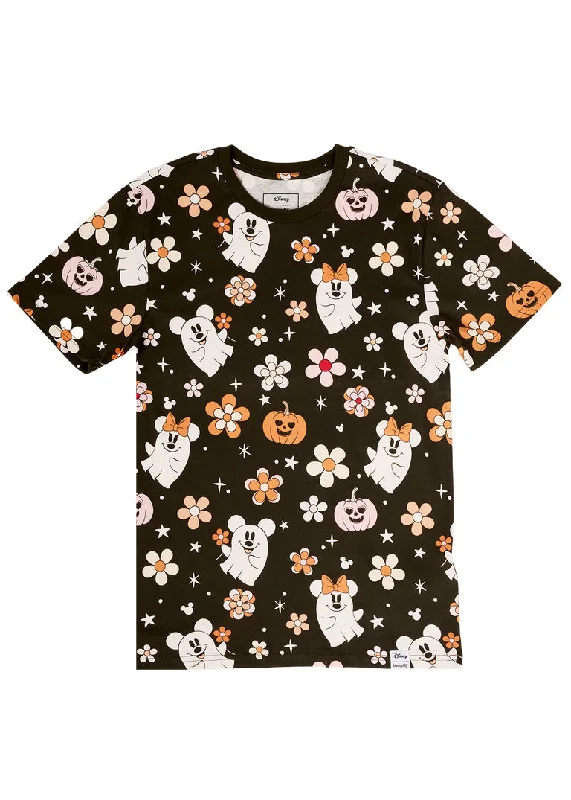 Disney Ghost Mickey and Minnie Halloween Unisex Tee Rayon Velvet Corduroy