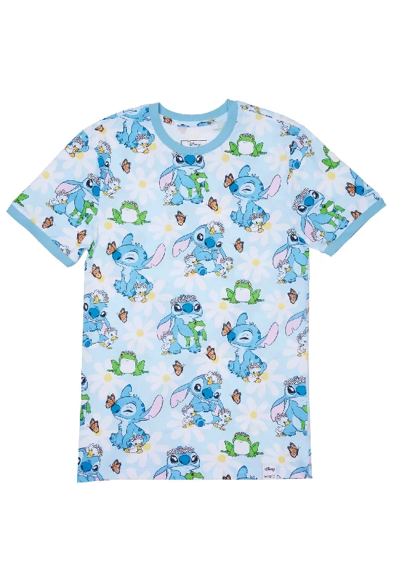 Disney Lilo & Stitch Springtime Stitch Unisex Tee Collared Crew Neck Turtle Neck