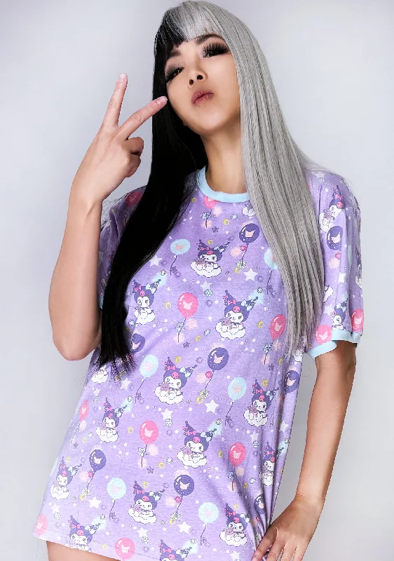 Sanrio Kuromi Carnival AOP Unisex Tee Houndstooth Herringbone Solid