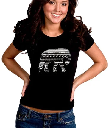 Lucky Aztec Elephant Girl's T-Shirt Fitted T-Shirt Seamless Stretchy