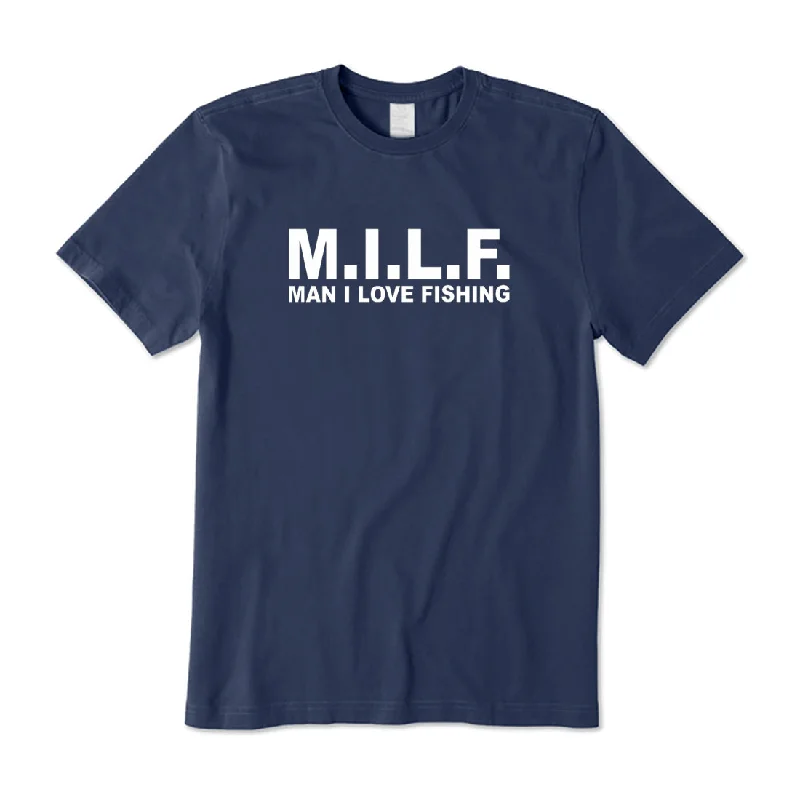 Man I Love Fishing T-Shirt Ribbed T-Shirt High Neck Heavyweight