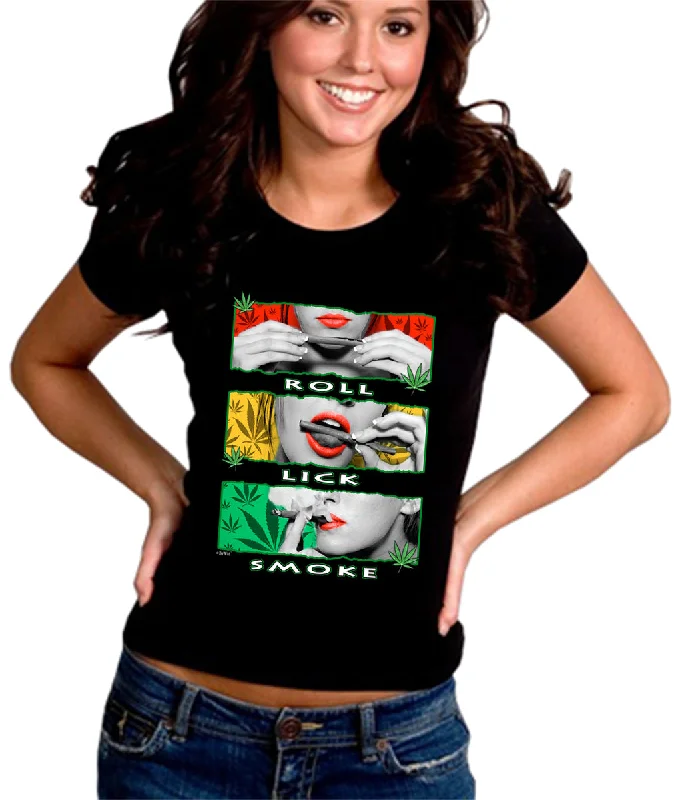 Marijuana Girl Roll Lick Smoke Girl's T-Shirt Nylon Fabric Polyester Fabric Spandex Fabric Marijuana Girl Roll Lick Smoke Girl's T-Shirt Nylon Fabric Polyester Fabric Spandex Fabric