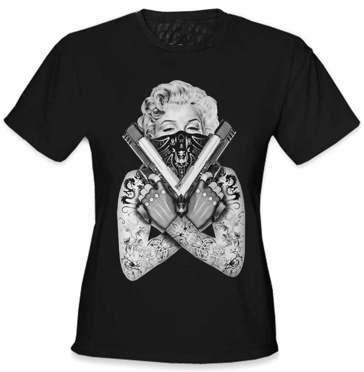 Marilyn Monroe "Gangster" Girls T-Shirt Thin T-Shirt Open Front Quick Dry
