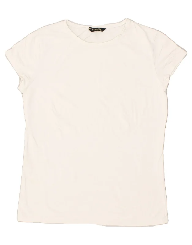 MASSIMO DUTTI Womens T-Shirt Top UK 12 Medium White Zippered Buttoned Snapped
