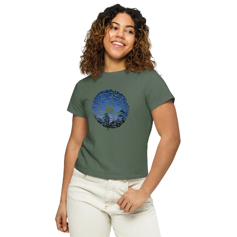 MILKY WAY Women’s High-Waisted Tee Asymmetrical Pockets Print