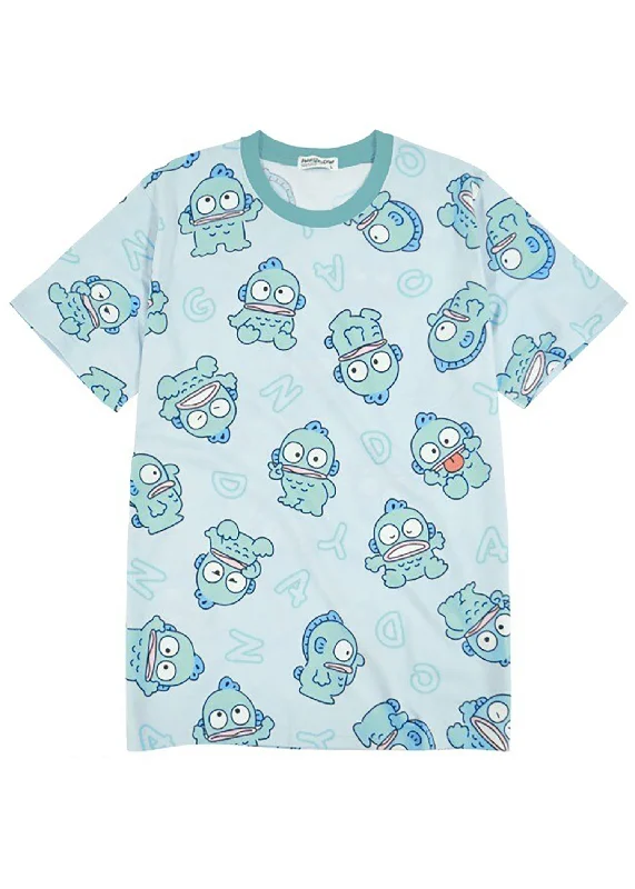 Sanrio Hangyodon Expression AOP Tee Mesh Blend Leather Blend Suede Blend