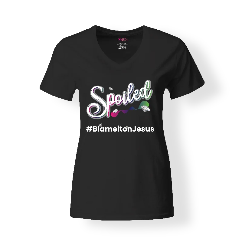 Spoiled #Blame It On Jesus T-Shirt Hooded Caped Shawl Collar