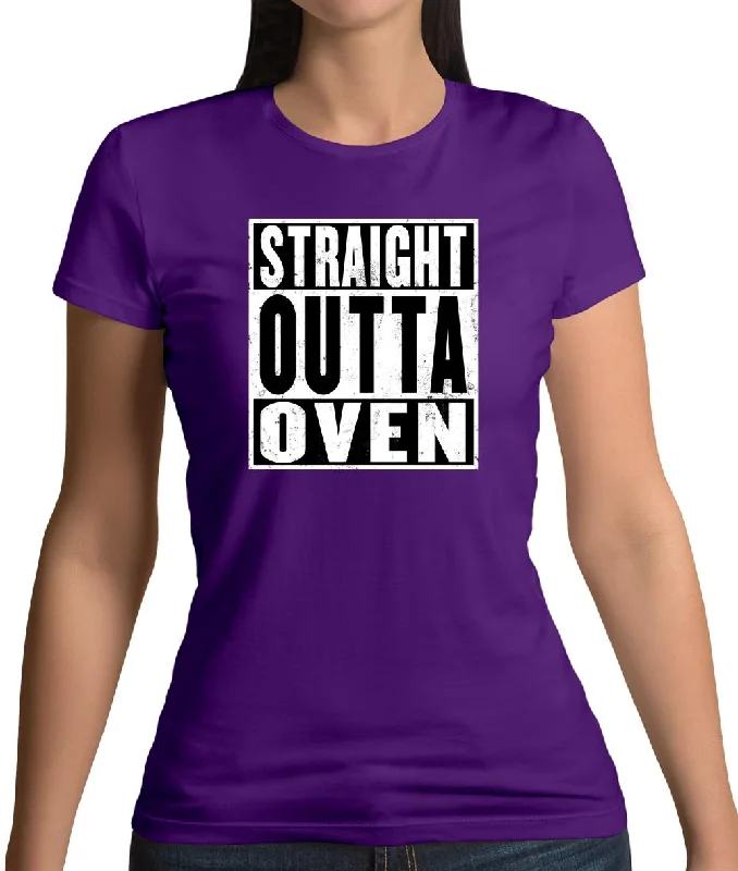 Straight Outta Oven Womens T-Shirt Hooded Caped Shawl Collar