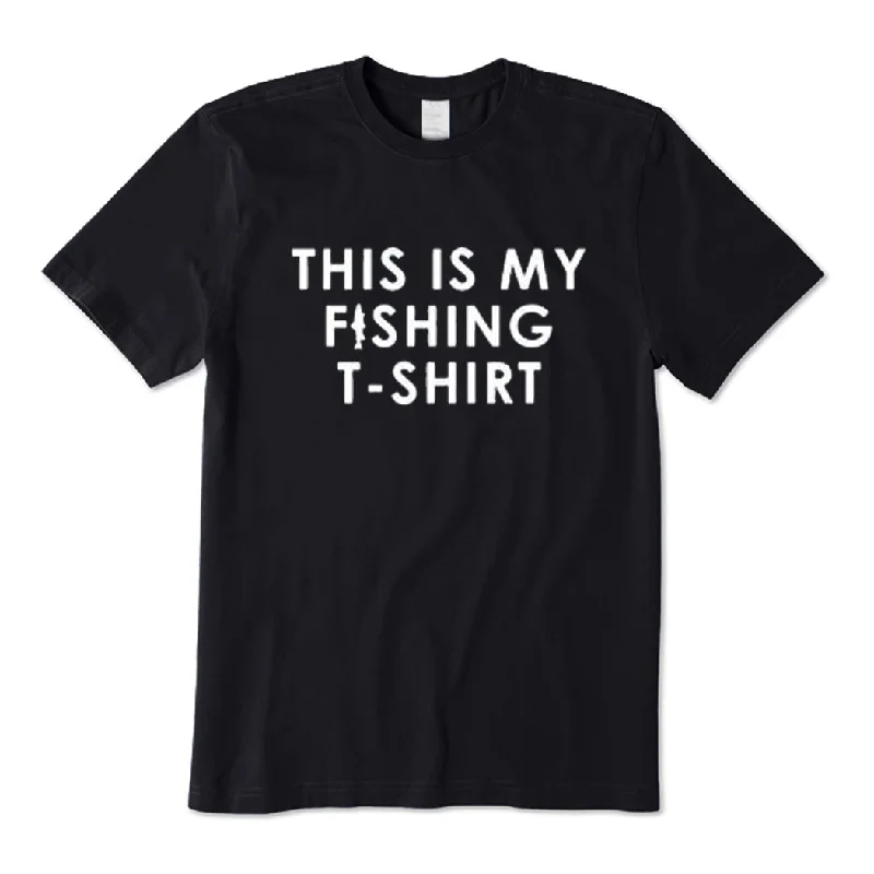 This Is My Fishing Shirt T-Shirt Print Jacquard Patchwork