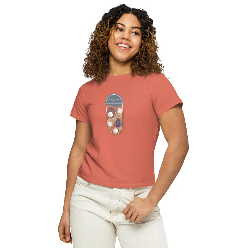 TODAY'S MOOD 12 Women’s High-Waisted Tee Layered Multi-layer Single Layer