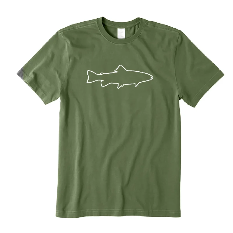 Trout Fishing T-Shirt Notch Collar Peter Pan Collar Cowl Neck