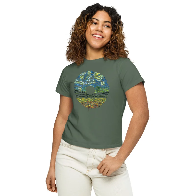 VAN GOGH Women’s High-Waisted Tee Striped Floral Plaid