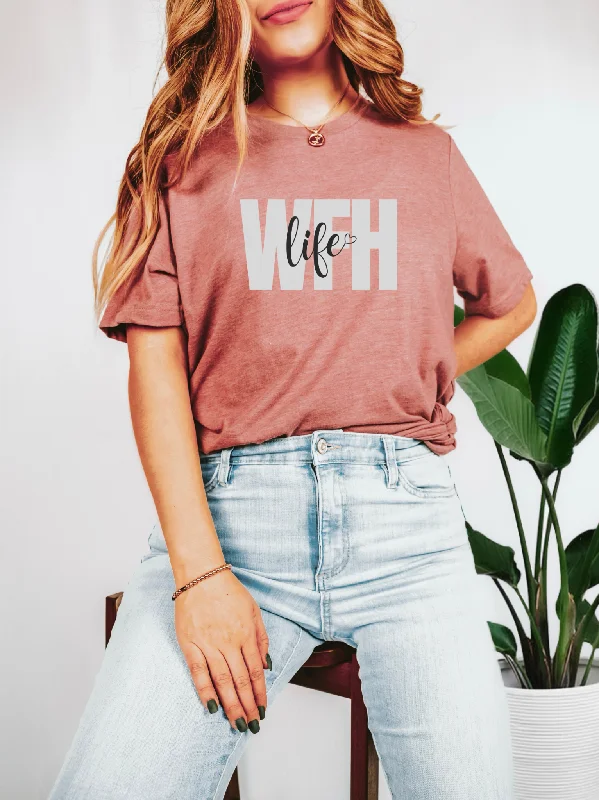 WFH Life Tee V-Neck T-Shirt Long Sleeve Cotton