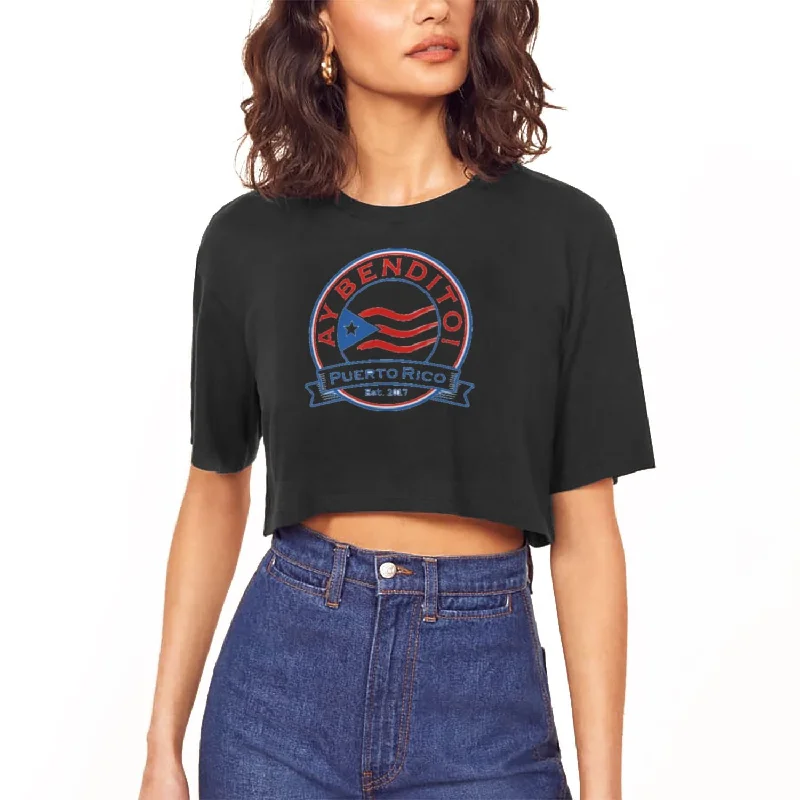 Women's Cropped T-shirt Striped Floral Plaid
