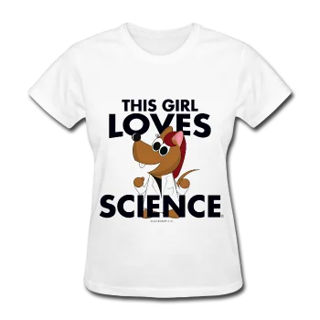 "This Girl Loves Science" (red) - Women's T-Shirt Cotton Fabric Linen Fabric Terry Fabric "This Girl Loves Science" (red) - Women's T-Shirt Cotton Fabric Linen Fabric Terry Fabric