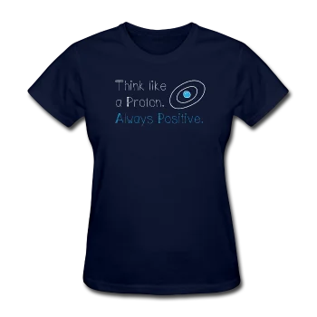 "Think like a Proton" (white) - Women's T-Shirt Ribbed Striped Patterned