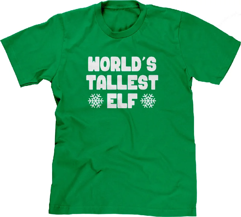 World's Tallest Elf T-Shirt Notch Collar Peter Pan Collar Cowl Neck