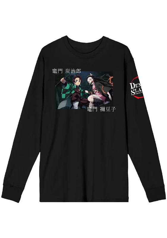 Demon Slayer Tanjiro & Nezuko Unisex Long Sleeve Tee Machine Wash Dry Clean Hand Wash