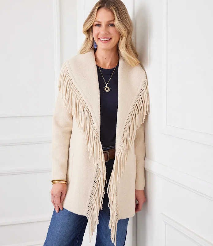 Belted Fringe Jacket Print Jacket Jacquard Jacket Embroidered Jacket