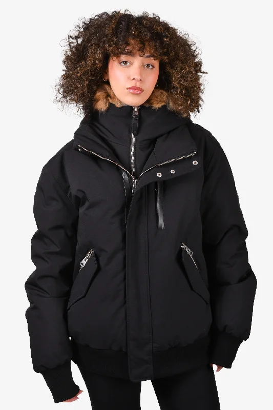 Mackage Black 'Dixon 2 in 1' Down Bomber Jacket with Fur Hood Size 44 Mens Plaid Jacket Tartan Jacket Houndstooth Jacket
