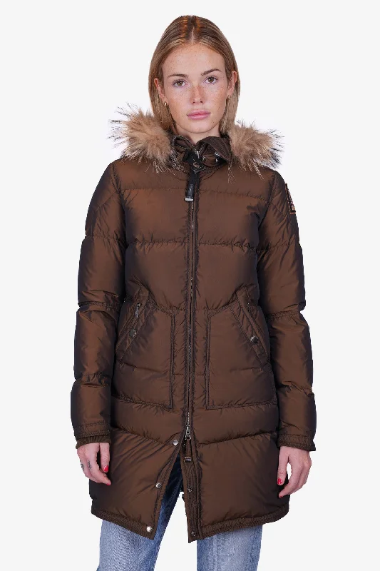 Parajumpers Olive Down Ski Jacket with Fur Trim Size XS Fitted Jacket Loose Jacket Oversized Jacket