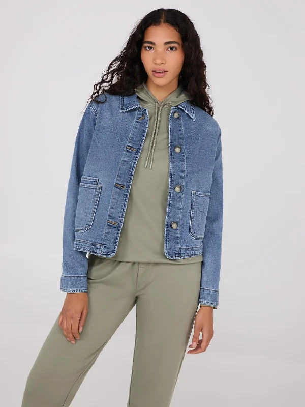 Button-Front Denim Jacket Anorak Shell Jacket Lightweight Jacket