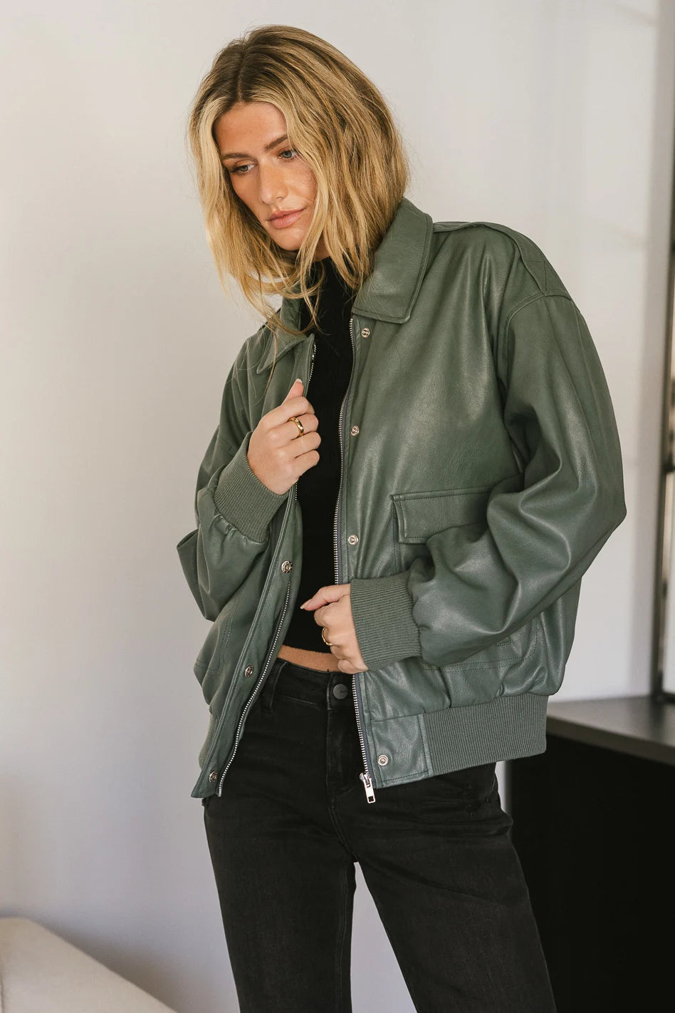 Call Me Back Vegan Jacket in Olive Faux Fur Jacket Real Fur Jacket Shearling Jacket