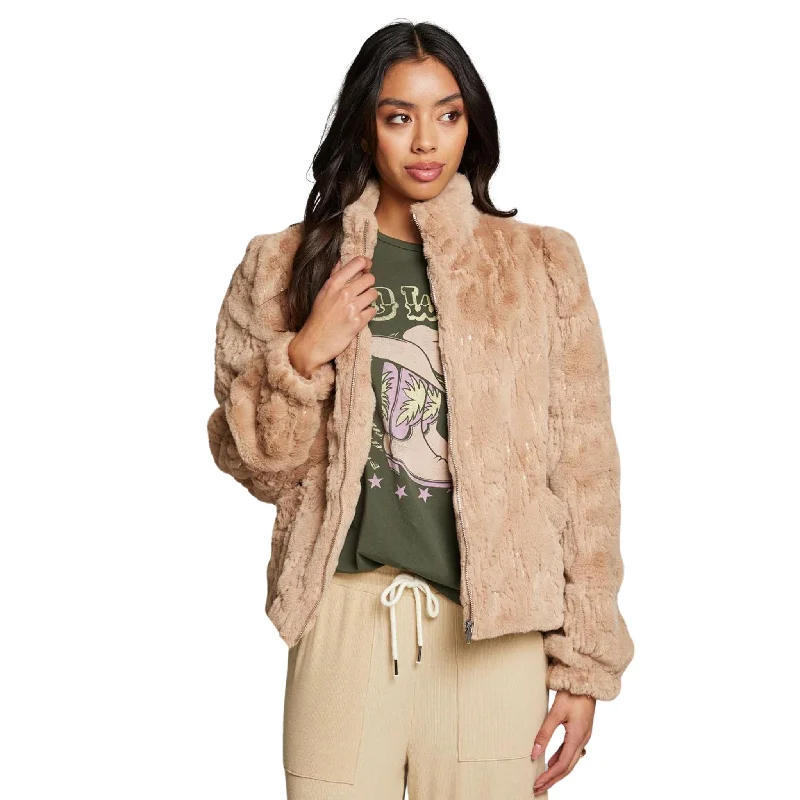 Chaser - Puff Jacket Tan Denim Fabric Leather Fabric Suede Fabric