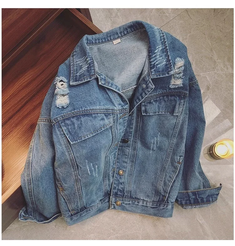 Denim jacket women's new casual jacket tops    S4931 Wool Jacket Cashmere Jacket Tweed Jacket