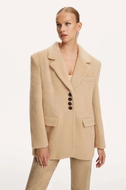 Faux Fur Double-Breasted Jacket Cotton Fabric Linen Fabric Terry Fabric
