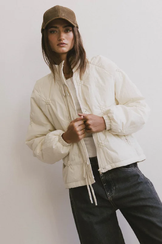 JoJo Quilted Puffer Jacket Tiered Jacket Buttoned Jacket Zippered Jacket