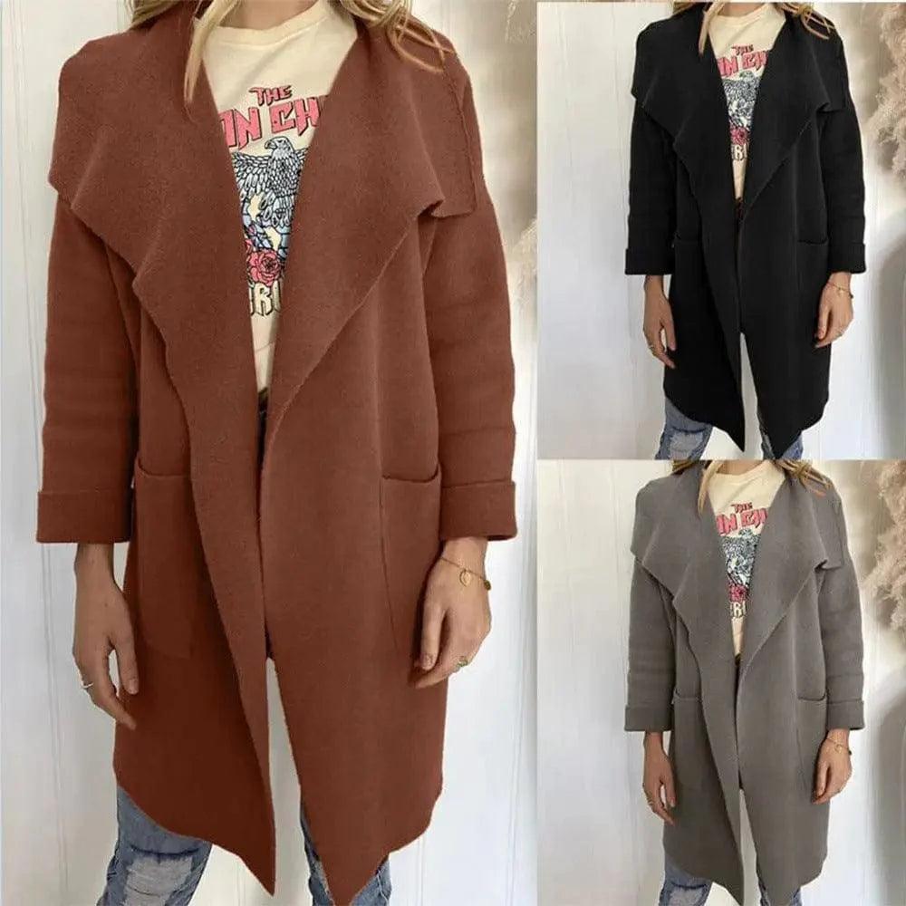 Lapel Woolen Jacket Long Sleeve Cardigan Coat Tailored Jacket Straight Jacket A-Line Jacket Lapel Woolen Jacket Long Sleeve Cardigan Coat Tailored Jacket Straight Jacket A-Line Jacket
