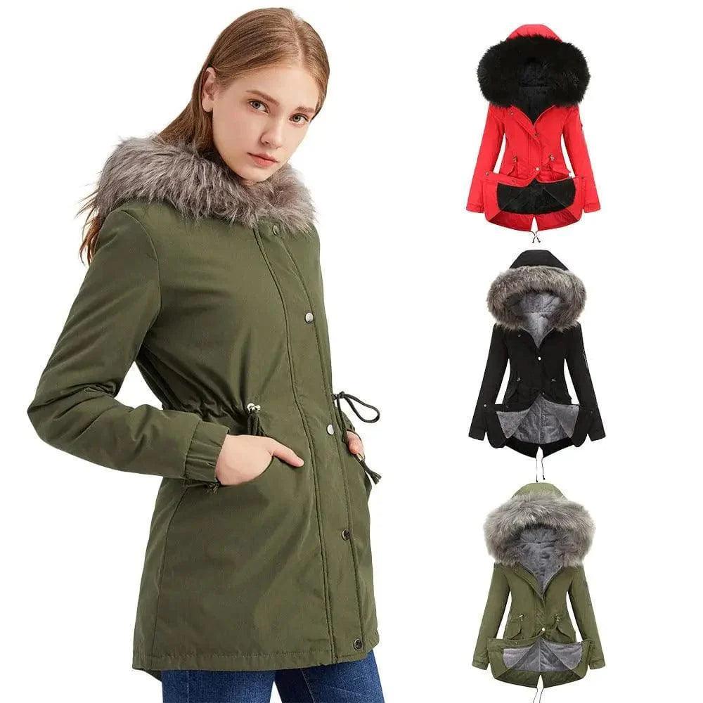 Large fur collar padded women's padded jacket Zippered Jacket Buttoned Jacket Snapped Jacket