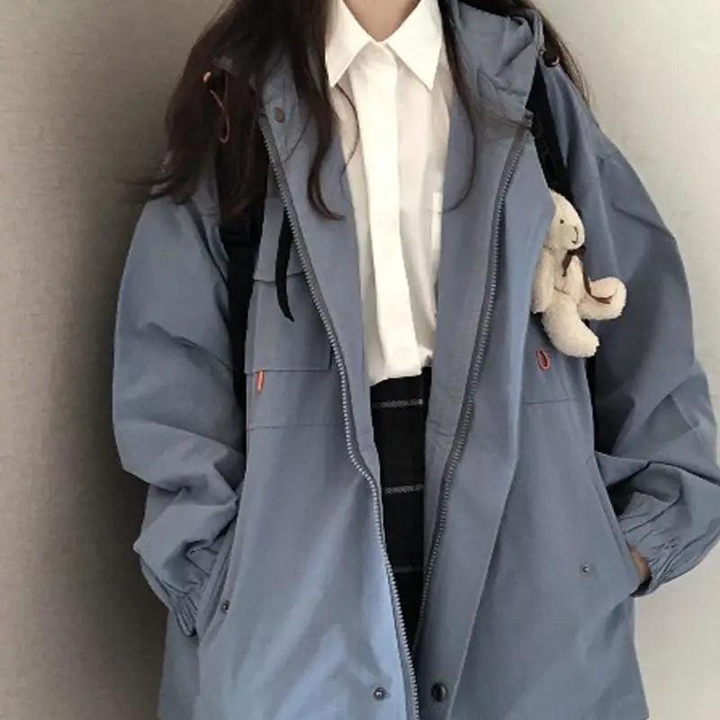 Autumn And Winter All-Match Ladies Cute Tooling Jacket Jersey Jacket Tulle Jacket Batik Jacket