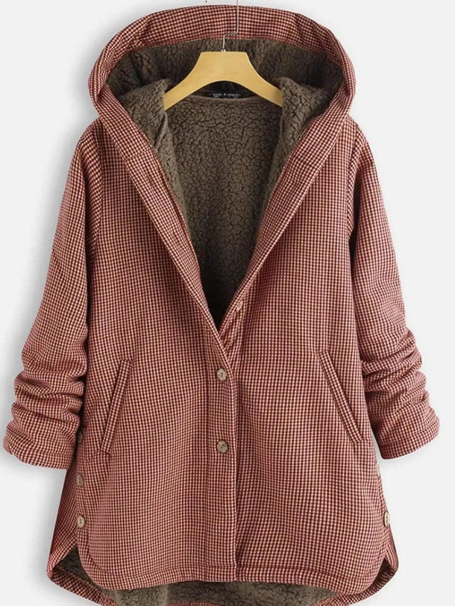 Buttoned Solid Hooded Jacket Zippered Jacket Buttoned Jacket Snapped Jacket