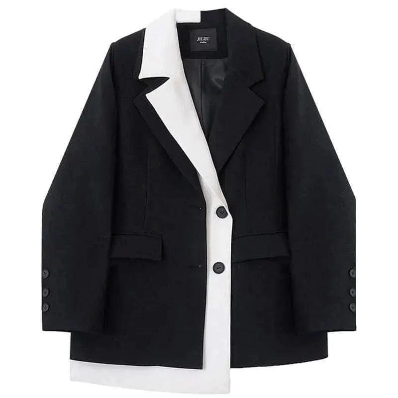 Irregular Contrast Color Suit Jacket Female Design Sense Insulated Jacket Fitted Jacket Loose Jacket Irregular Contrast Color Suit Jacket Female Design Sense Insulated Jacket Fitted Jacket Loose Jacket