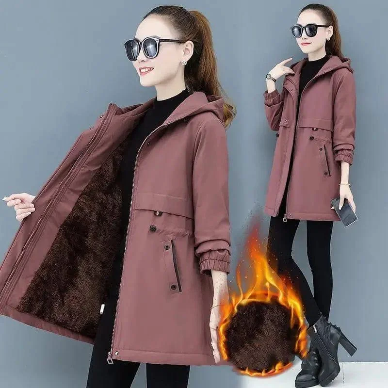 Plus velvet padded ladies jacket Satin Fabric Silk Fabric Chiffon Fabric