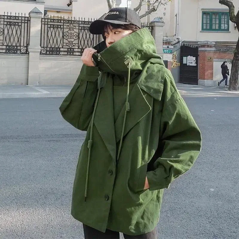 Stand-up army cloth WWII hooded jacket Bomber Jacket Anorak Windbreaker