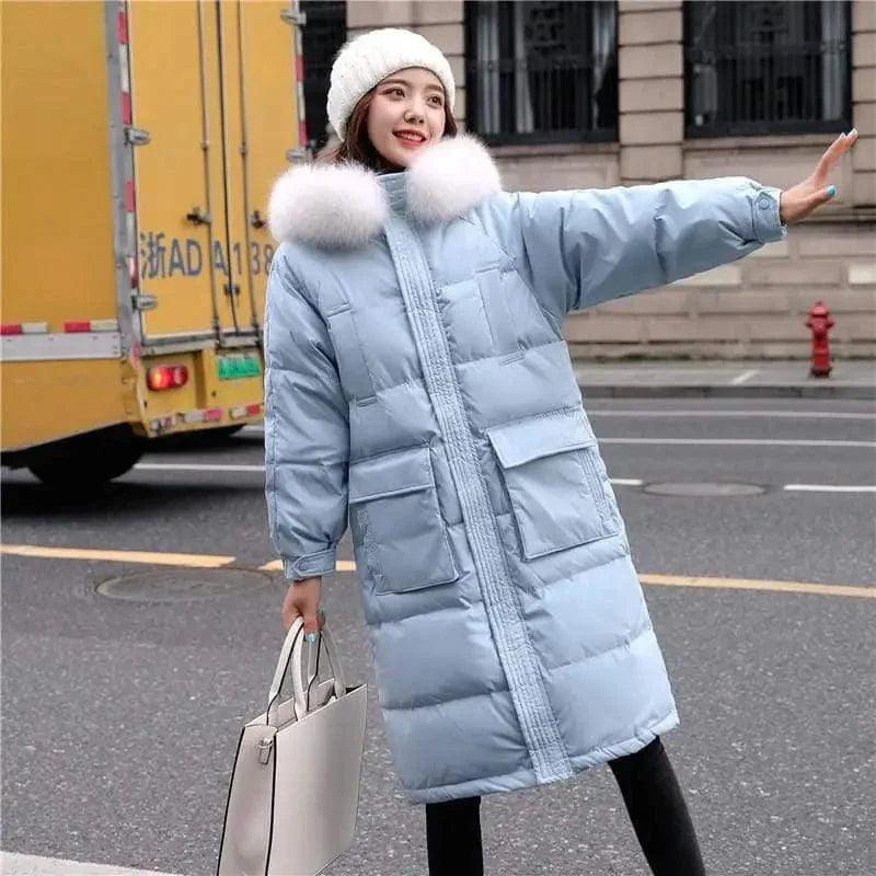 White duck down jacket Front Pockets Side Pockets Patch Pockets