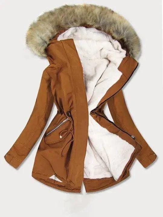 Women's Plus Fleece Slim-fit Hooded Cotton Jacket Insulated Jacket Fitted Jacket Loose Jacket