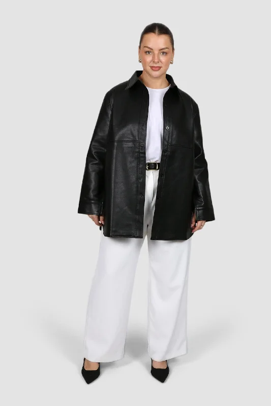 RAIDEN PU LEATHER JACKET BLACK Faux Fur Fabric Real Fur Fabric Shearling Fabric