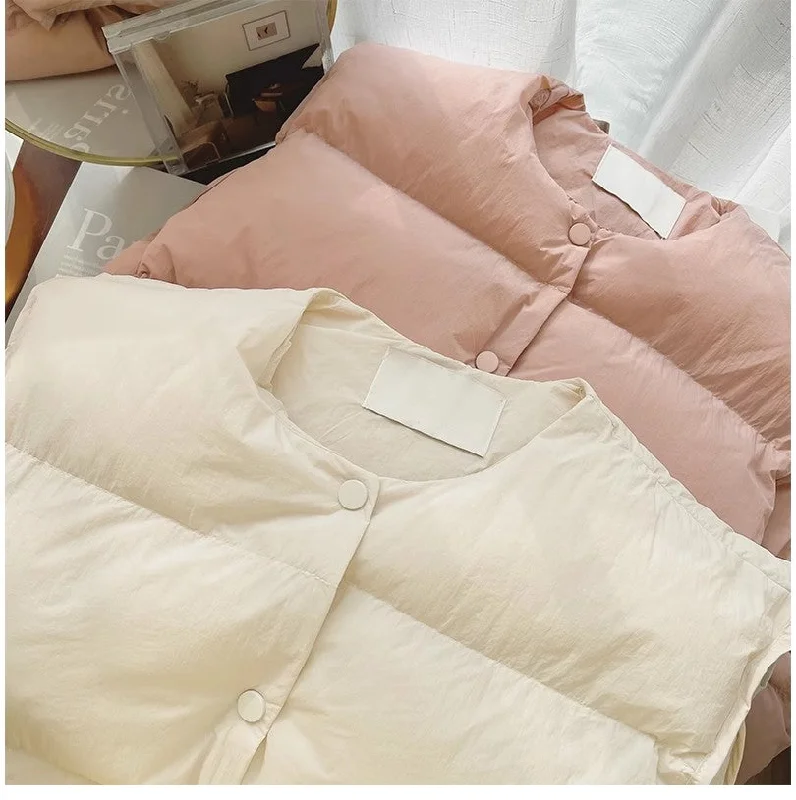 Solid color cotton vest for women winter new sleeveless vest jacket      S5007 Zip Front Button Front Snap Front