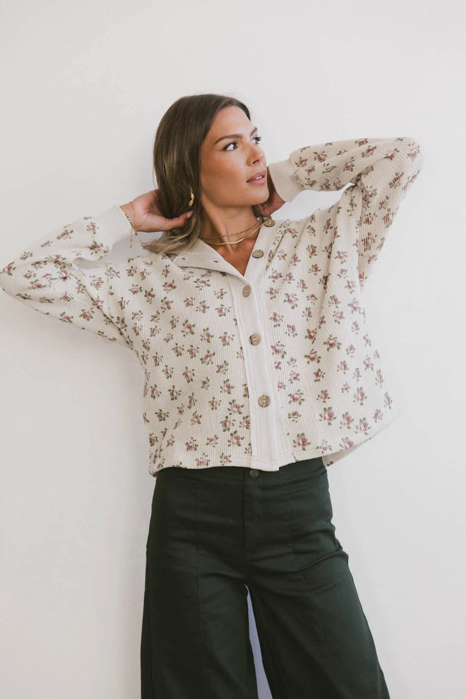 Tarah Knit Jacket in Ivory Striped Jacket Polka Dot Jacket Floral Jacket
