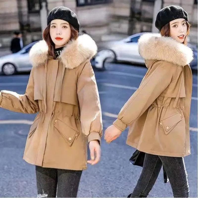 Temperament Short Warm Padded Womens Jacket Notch Collar Peter Pan Collar Cowl Neck